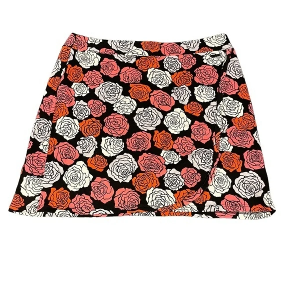 Jones New York Signature Rose Floral Skort Pink Orange Black‎ Womens Med #314